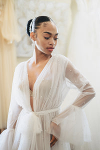 Pearl Beaded Tulle Luxury Bridal Robe By Dani Simone Studio